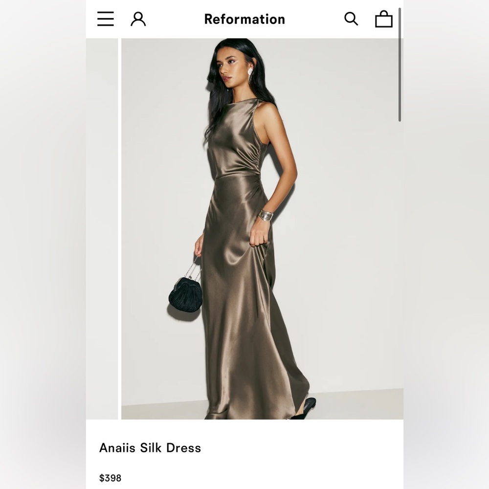 Reformation Anaïs Silk Maxi Dress in Olive